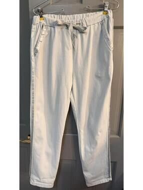 Sunny Studio Paris Grey Joggers with Satin Stripes Size Small